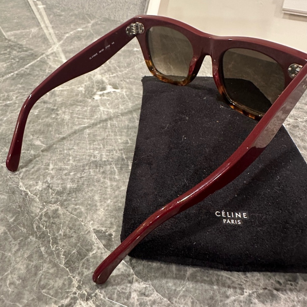 Women's CELINE Red and Brown Sunglasses - Picture 4 of 5